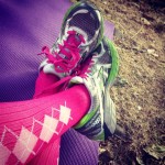 Thankful for that yoga mat on the rocky ground. AND, thankful for those hot pink compression socks!