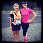 I met up with Tina again as we stopped along the side of the road to cheer on our runners, just before our middle leg. Like the hot pink outfit?